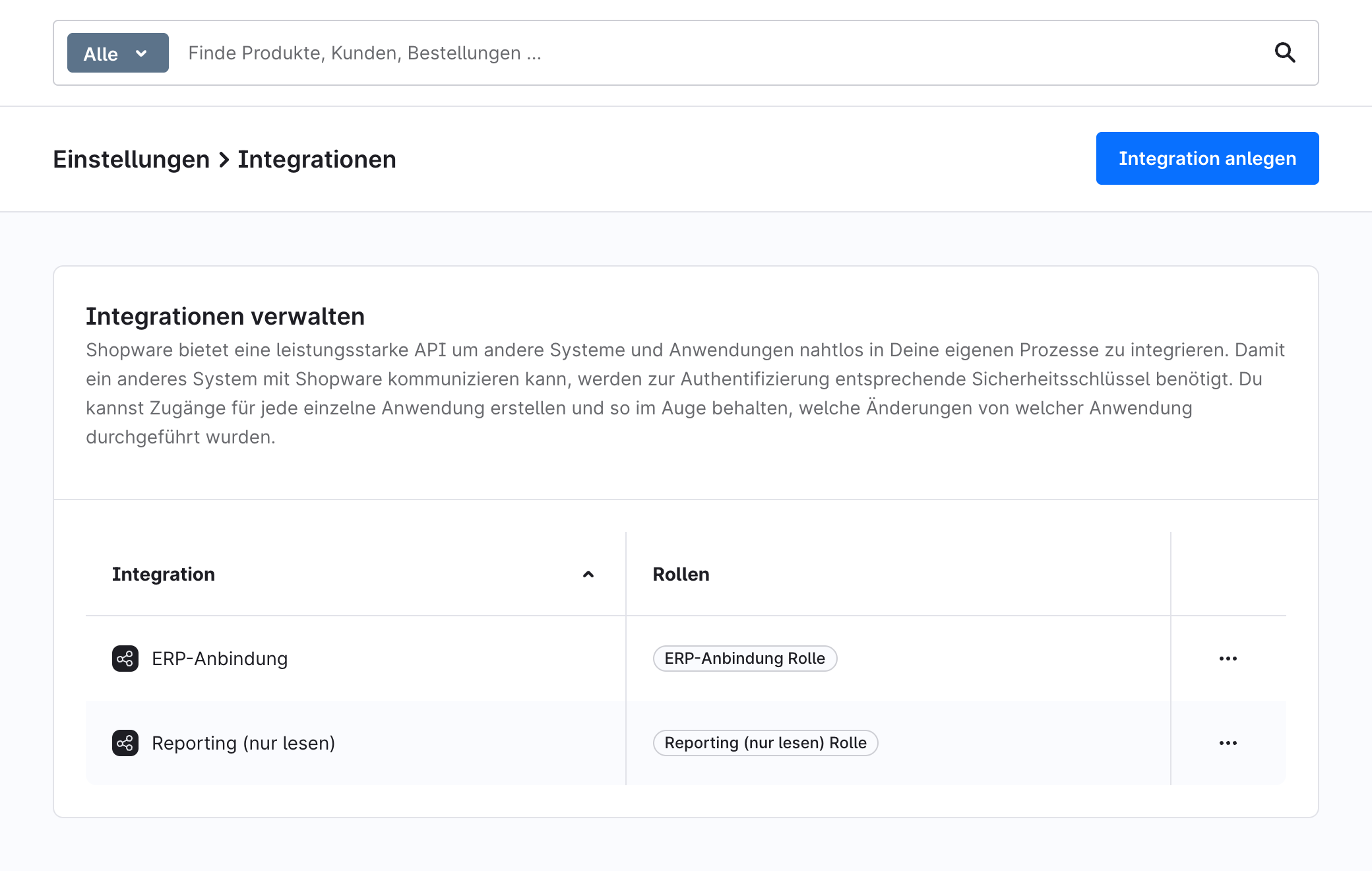 Zwei Integrationen: ERP-Anbindung mit Schreibrechten und Reporting nur mit Leserechten