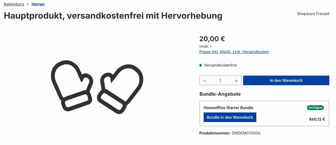 Fokussiertes Bundle-Angebot auf einer deutschen Shopware Produktdetailseite