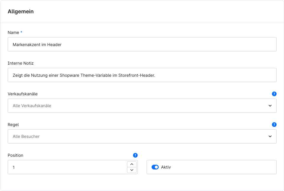 Allgemeine Einstellungen eines aktiven SCSS-Containers im CSS/JS-Manager